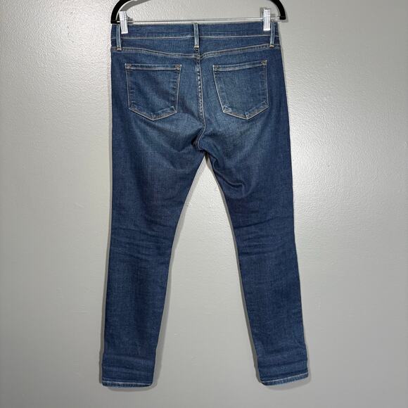 Frame Denim Le Garcon Dark Wash Distressed Boyfriend Jeans - Size 25 - Mid Rise - Picture 10 of 10